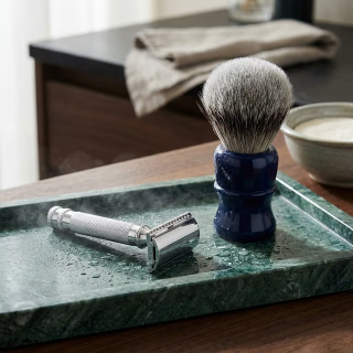 Silver Plated Safety Razor and Shaving Brush